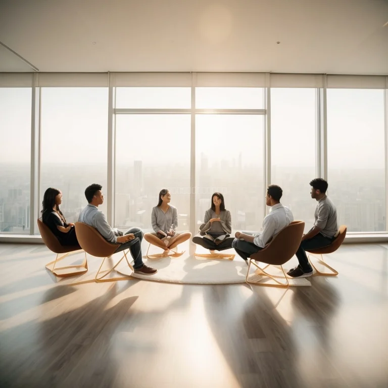 Imprenditore meditante durante un workshop Lumora